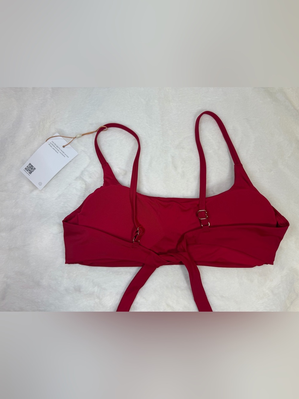 Quince Women’s Large Bikini Top Italian Scoop Neck Tie Back Bathing Suit Swim - Picture 2 of 7